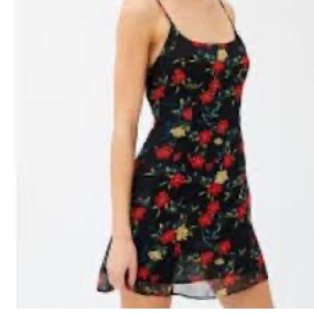 Urban Outfitters Black Floral Mini Dress size XS